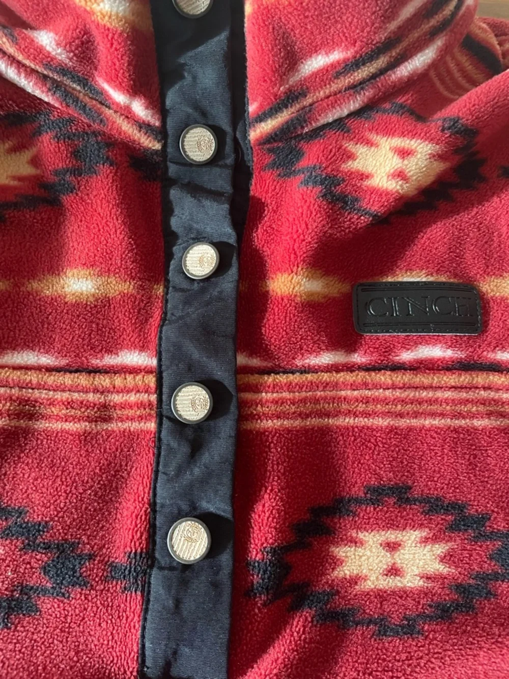 Cinch‎ Red Aztec Snap-Front Fleece Pullover